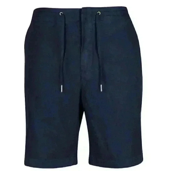 Barbour Men's City Navy Linen Cotton Mix Shorts SIZE-38 - Picture 1 of 9